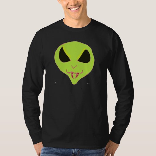 T-shirt Alien vert effrayant crocs visage Chemises (Devant)