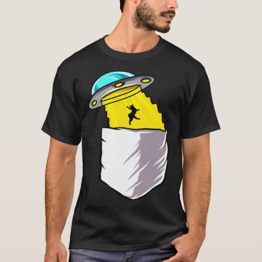 T-shirt Aliens Cryptozoology Abduction Cute Pocket Style (Devant)