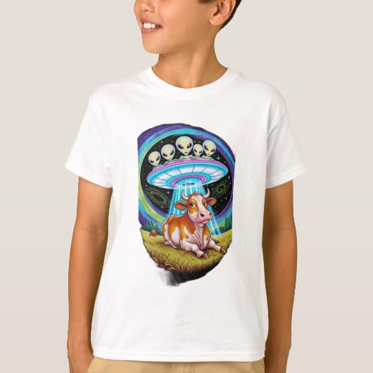 T-shirt Aliens enlevant des vaches mais la vache semble he (Devant)
