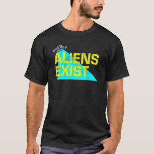 T-shirt Aliens Exist Ufo Blue Light Illustration Style Dec