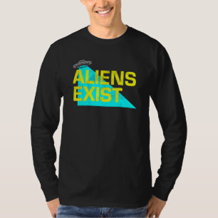 T-shirt Aliens Exist Ufo Blue Light Illustration Style Dec