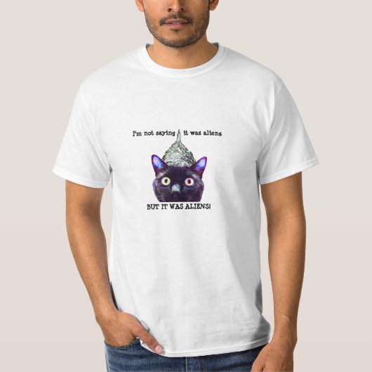 T-shirt Aliens T-shirt, hommes de chat noir (Devant)