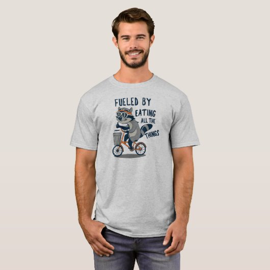 T-shirt Alimenté En Mangeant Toutes Les Choses Racoon Cycl (Devant entier)