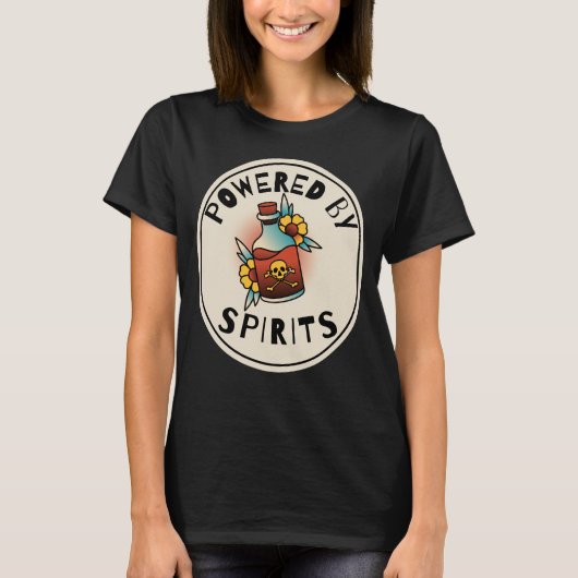 T-shirt Alimenté Par Bouteille De Crâne Spirituelle (Devant)