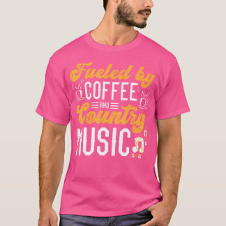 T-shirt Alimenté Par Café Country Music Band Café Top Acou