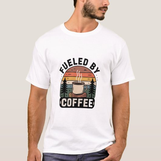 T-shirt Alimenté par Coffee Retro Camp (Devant)