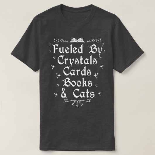 T-shirt Alimenté Par Crystals Cartes Livres & Chats (Design devant)