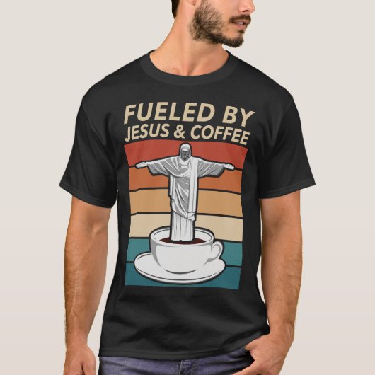 T-shirt Alimenté Par Jésus Et Café (Devant)