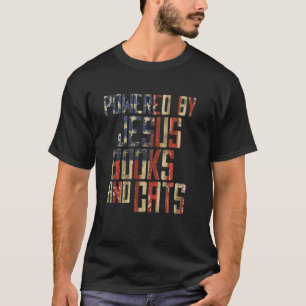 T-shirt Alimenté par Jésus Livres et Chats Livre chrétien