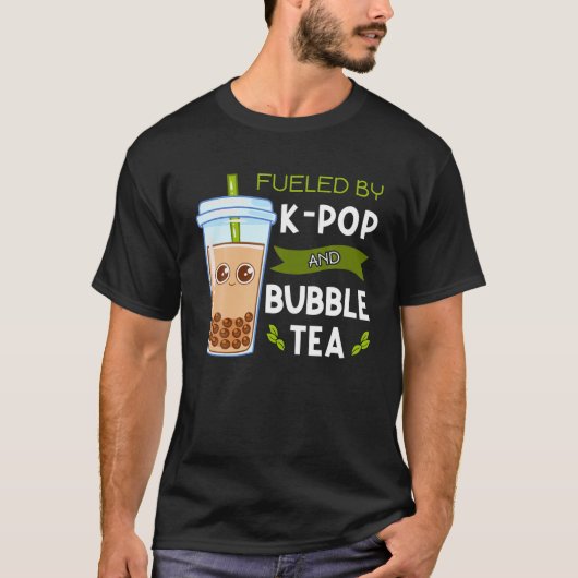 T-shirt Alimenté Par K Pop Et Bubble Tea Boba Tapioca Perl (Devant)