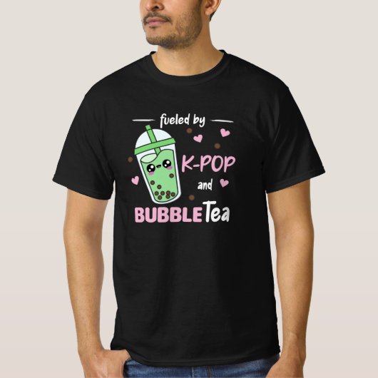 T-shirt Alimenté Par K Pop Et Bubble Tea Kawaii Boba Tea (Devant)