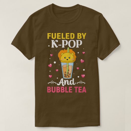 T-shirt Alimenté par K-Pop et Bubble Tea Premium  (Design devant)