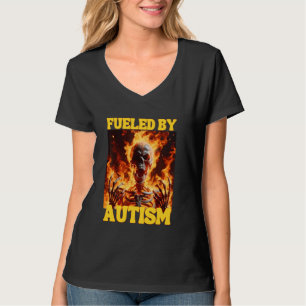 T-shirt Alimenté Par L'Autisme Drôle Cringe Dur Squelette 