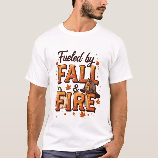 T-shirt Alimenté par l'automne et le feu – Design de pompi (Devant)