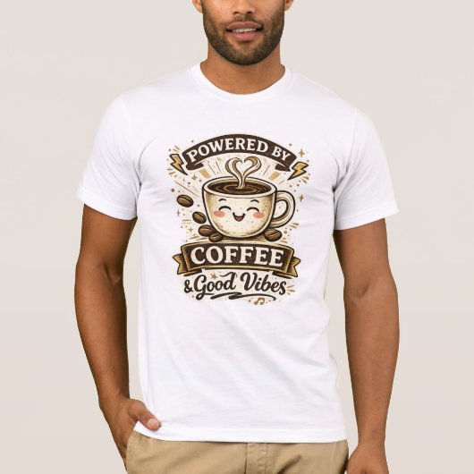 T-shirt Alimenté par le café (Devant)