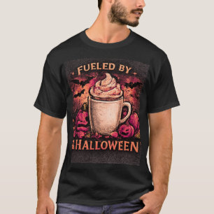 T-shirt Alimenté par le café et drôle d'automne graphique