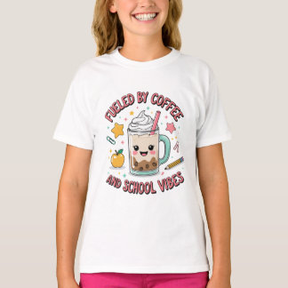 T-shirt Alimenté par le café et l'ambiance scolaire Mignon