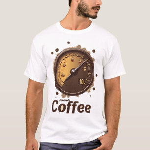 T-shirt Alimenté par le Café   Jauge de Carburant Vintage 