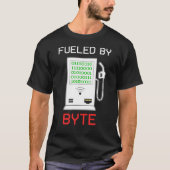 T-shirt Alimenté Par Le Geek Nerd Ordinateur Octet (Devant)