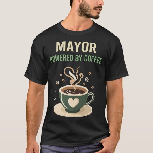 T-shirt Alimenté Par Le Maire Du Café (Devant)
