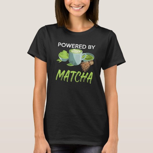 T-shirt Alimenté Par Matcha Green Powder Feuilles Matcha (Devant)
