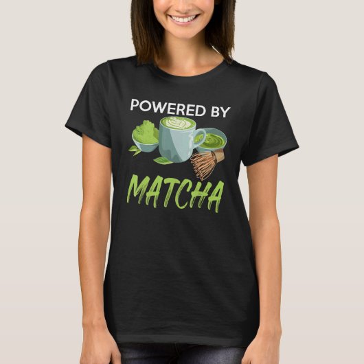 T-shirt Alimenté Par Matcha Green Powder Feuilles Matcha (Devant)