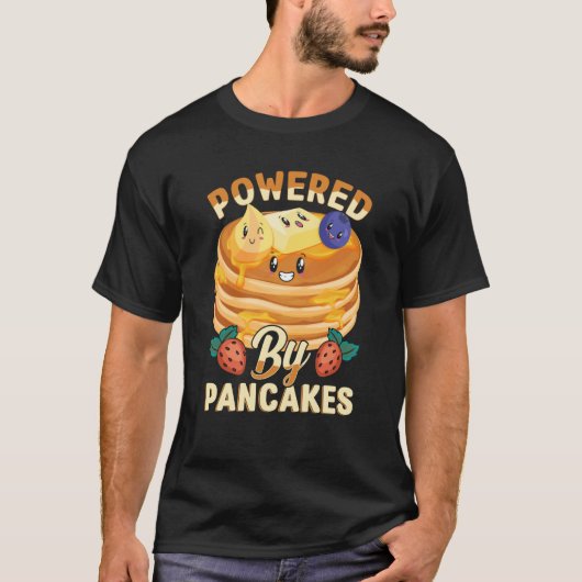 T-shirt Alimenté Par Pancakes Pancake BlueBerry & Strawber (Devant)