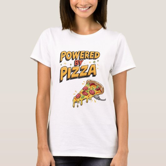 T-shirt Alimenté par Pizza Funny Foodie Graphic Tee (Devant)