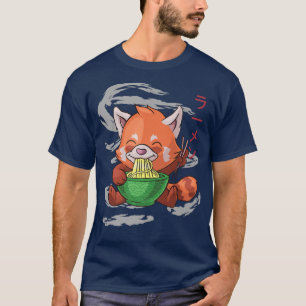 T-shirt Alimenté Par Ramen Cute Red Panda Mange Des Nouill