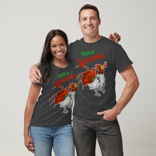 T-shirt Alimenté Par Sriracha Super Sauce Robot Rooster (Unisexe)
