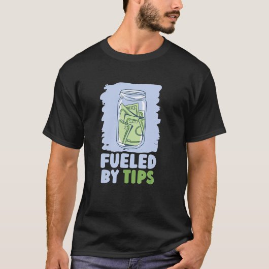 T-shirt Alimenté Par Tips Server Restaurant Worker Waiter (Devant)