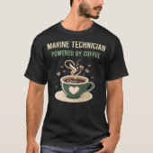 T-shirt Alimenté Par Un Technicien En Café Marine (Devant)