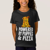 T-Shirt Alimentée Par Des Chiots Et Des Pizzas Drôle Femme (Devant)