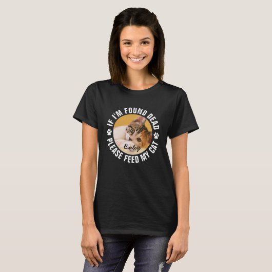 T-shirt Alimenter Mon Chat Funny Humour foncé (Devant entier)