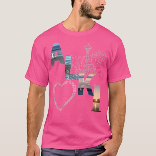 T-shirt Alki Beach Seattle Skyline Design (Devant)
