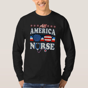T-shirt All America Nurse 4 juillet Patriotique Usa Flag M