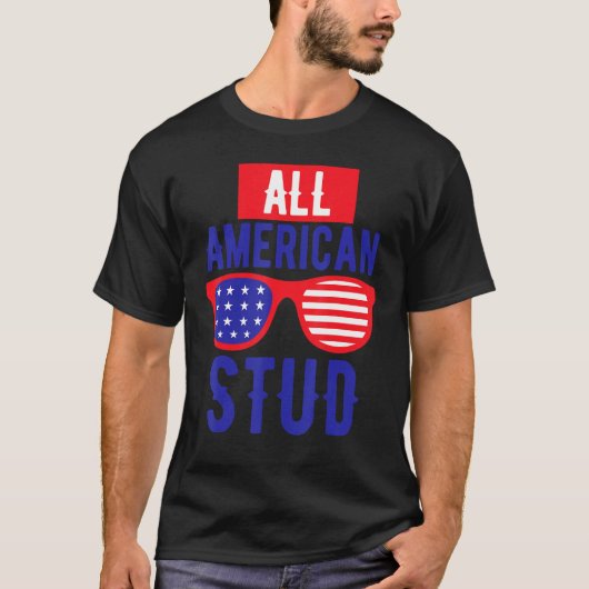 T-shirt All American 4th July Stud USA Flag Symbol of Your (Devant)