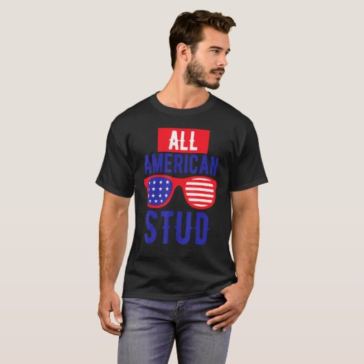 T-shirt All American 4th July Stud USA Flag Symbol of Your (Devant entier)