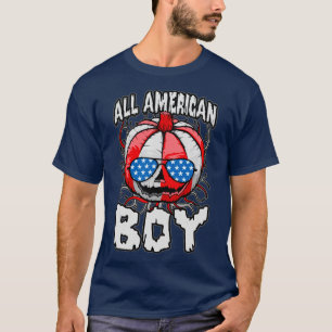 T-shirt All American Boy USA Drapeau Halloween Citrouille