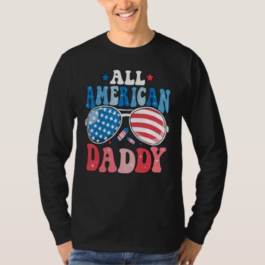 T-shirt All American Daddy Sunglasses 4th of July Family M (Devant)