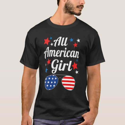 T-shirt All American Girl 4 juillet Patriotic American F (Devant)