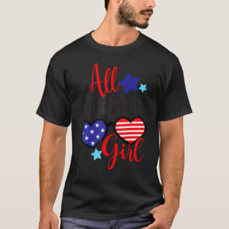 T-shirt All American Girl Patriotic Juillet 4 Fun