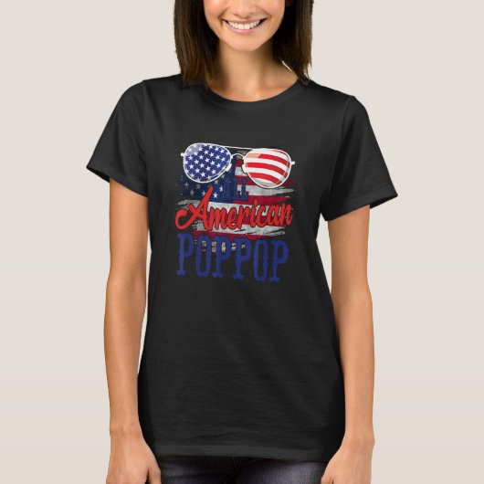 T-shirt All American PopPop Sunglasses US Flag 4th of July (Devant)