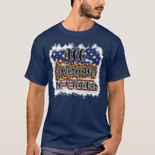 T-shirt All American Pre K Teacher Leopard Matching School