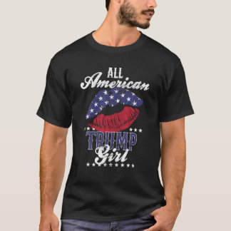 T-shirt All American Trump Girl USA Flag Lips GOP Vote 202