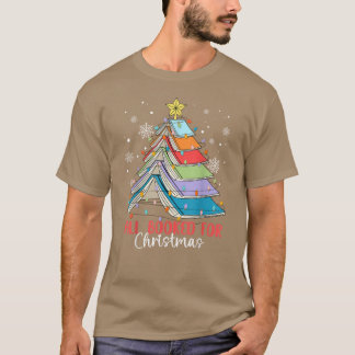 T-shirt All Booked For Christmas Book Christmas Tree Light