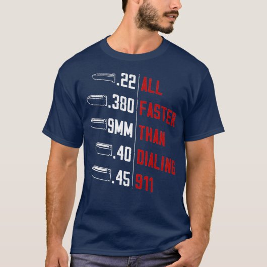 T-shirt All Faster Than Dialing 911 American Flag Gun (Devant)
