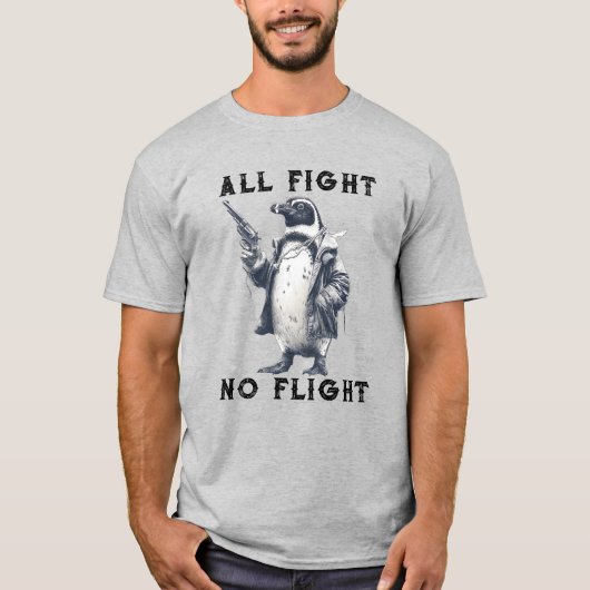 T-shirt All Fight No Flight Penguin with Gun (Devant)