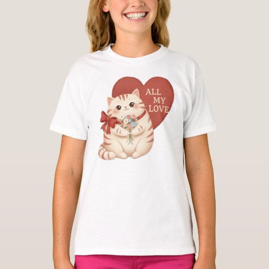 T-shirt All My Love Tabby Cat (Devant)