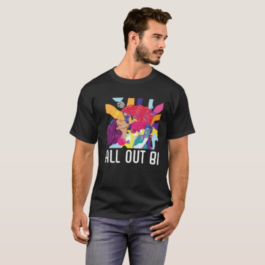 T-shirt All Out Bi Flag Bisexual Rainbow Pride Bisexuality (Devant entier)